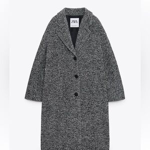 NWT Zara Houndstooth Oversized Coat XS